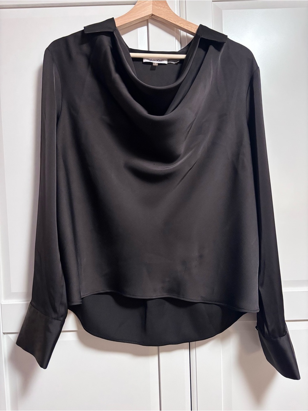 Calvin Klein Black Drape Neck Blouse Size Medium
